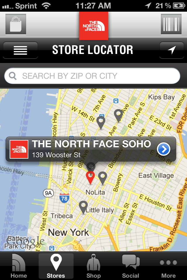 north face store locator